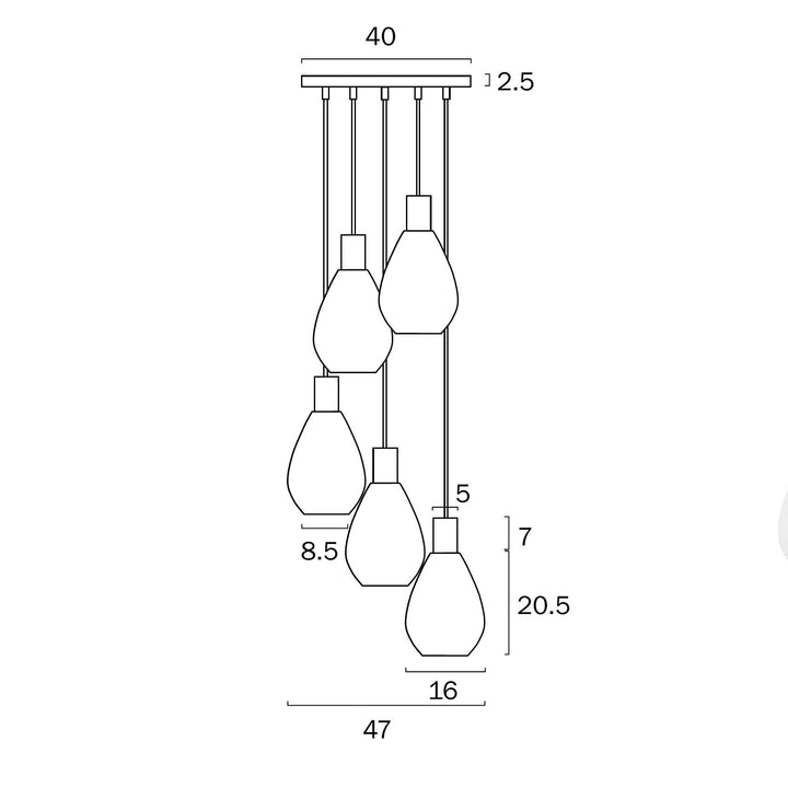 TELBIX TRESOR 5 LIGHTS PENDANT