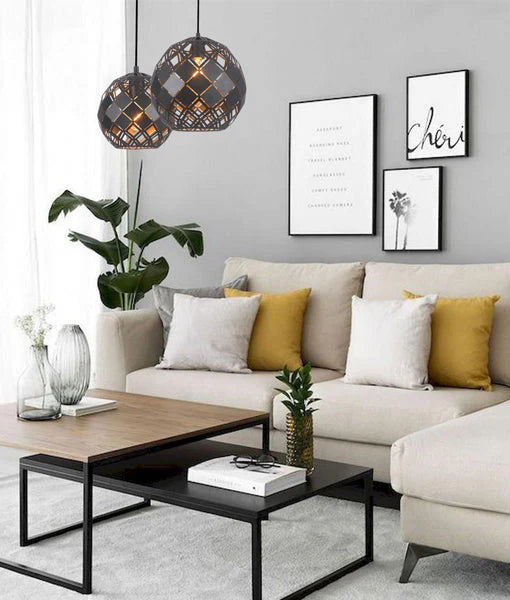 TUILE: Interior Small/Large Embossed Tiled Iron Wine Glass Shape Pendant Lights