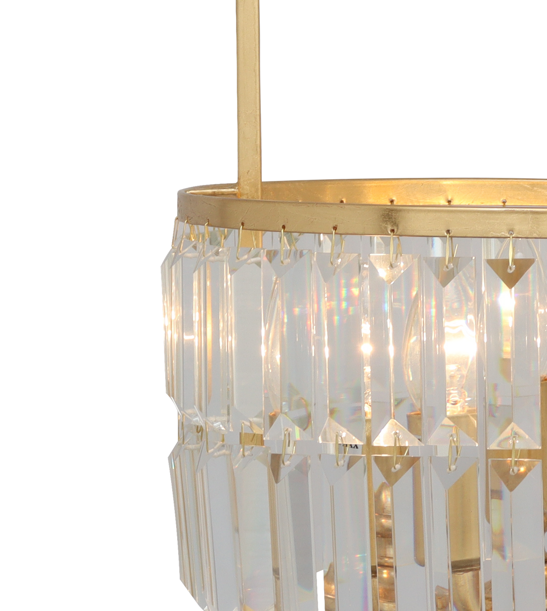 GOLD LEAF CLEAR CRYSTAL 3LT CHANDELIER