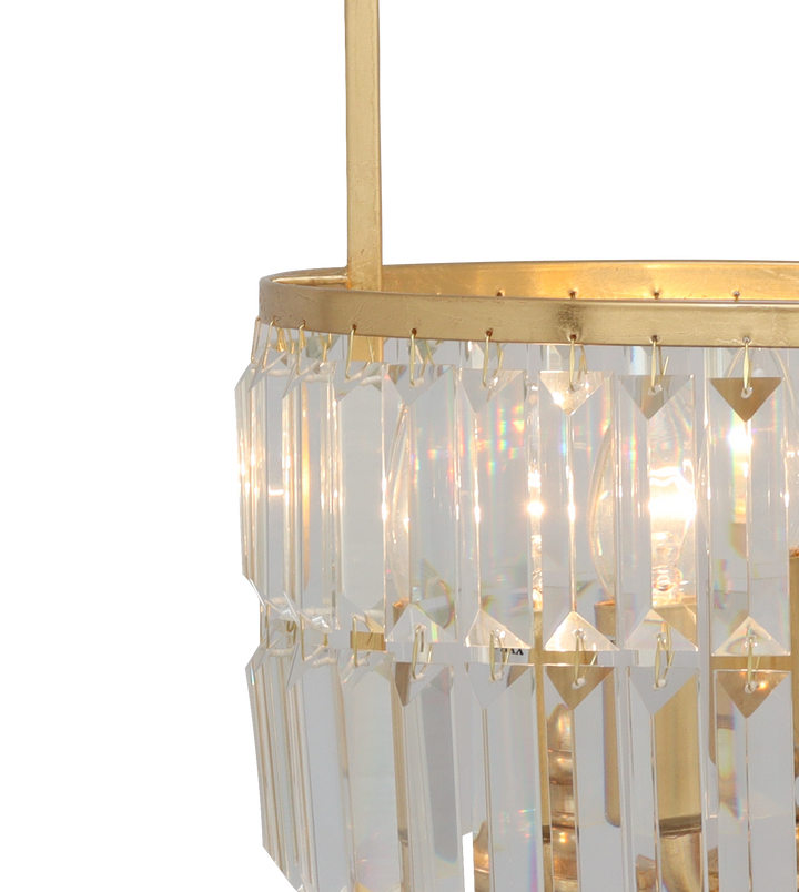 GOLD LEAF CLEAR CRYSTAL 3LT CHANDELIER