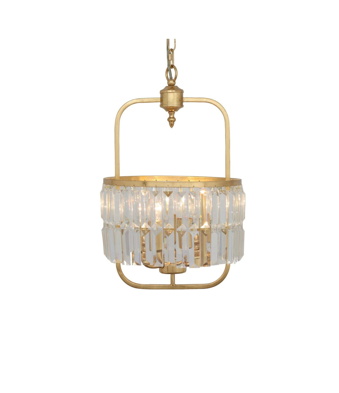 GOLD LEAF CLEAR CRYSTAL 3LT CHANDELIER