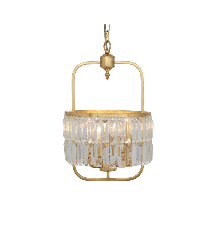 GOLD LEAF CLEAR CRYSTAL 3LT CHANDELIER