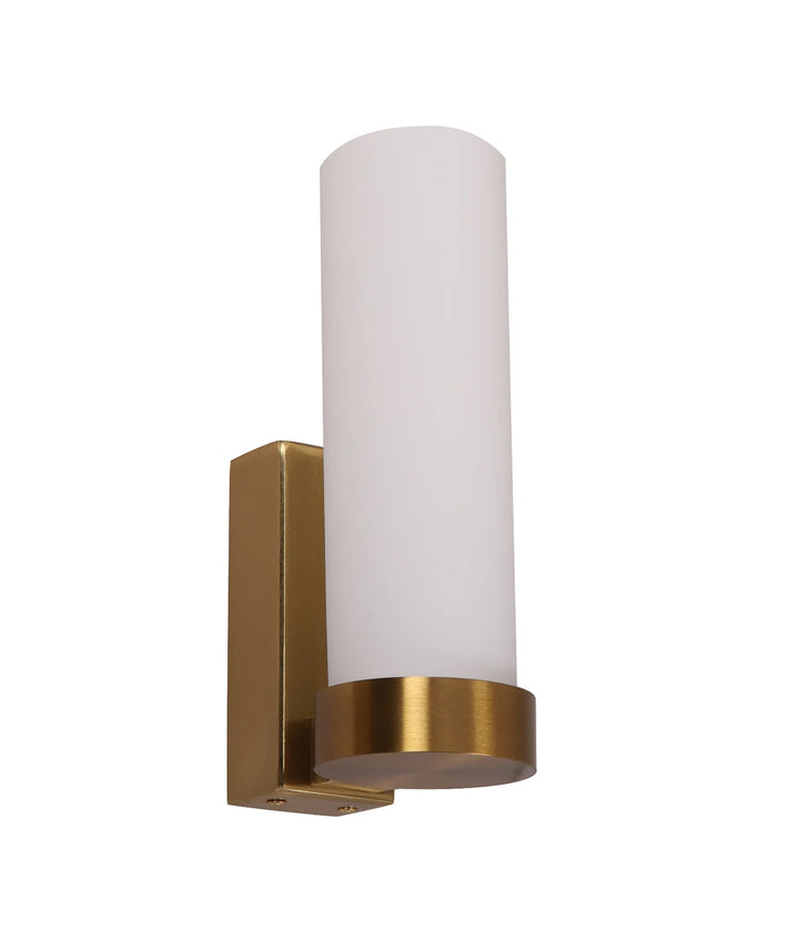 VARA: Interior Tubular Up Opal Glass Wall Lights Brass WALL LIGHT
