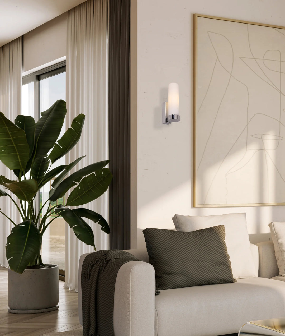 VARA: Interior Tubular Up Opal Glass Wall Lights WALL LIGHT