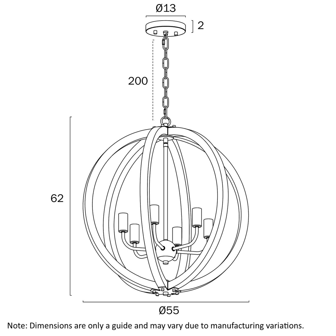 VESTAL 6 LIGHT PENDANT