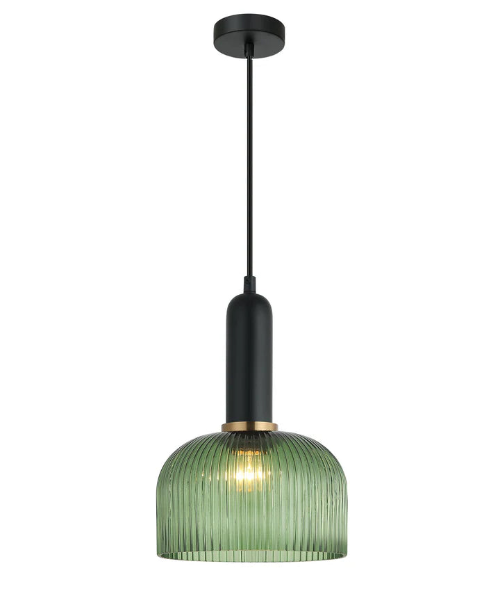 VINTAJ: Retro Interior Dome Shape Ribbed Glass Pendant Lights