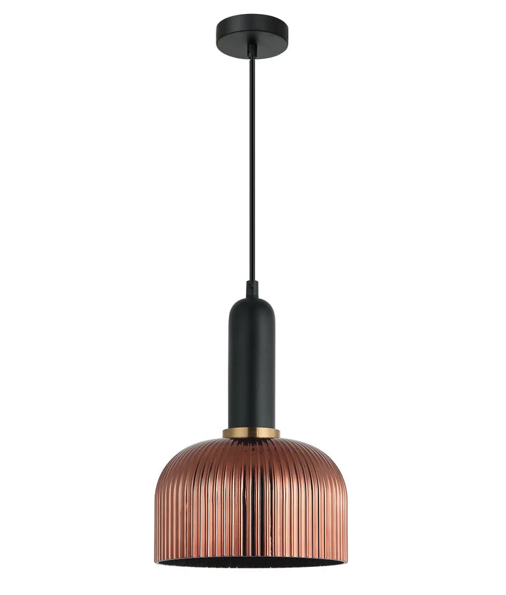 VINTAJ: Retro Interior Dome Shape Ribbed Glass Pendant Lights