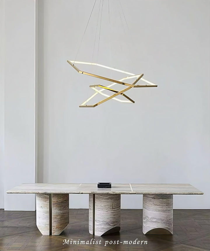 CASCADE Hexagon 3 tier Pendant Satin Brass Pendant