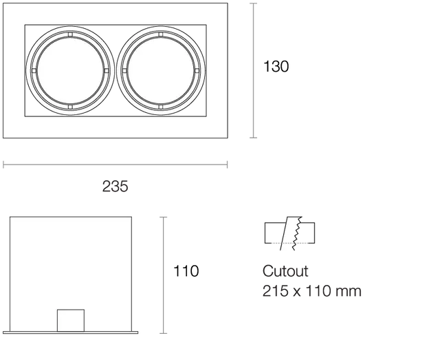 Miniled XMA210 2 x 10W Recessed Adjustable Rectangular Downlight