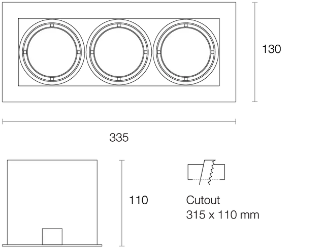 Miniled XMA310 3 x 10W Recessed Adjustable Rectangular Downlight DALI 110V