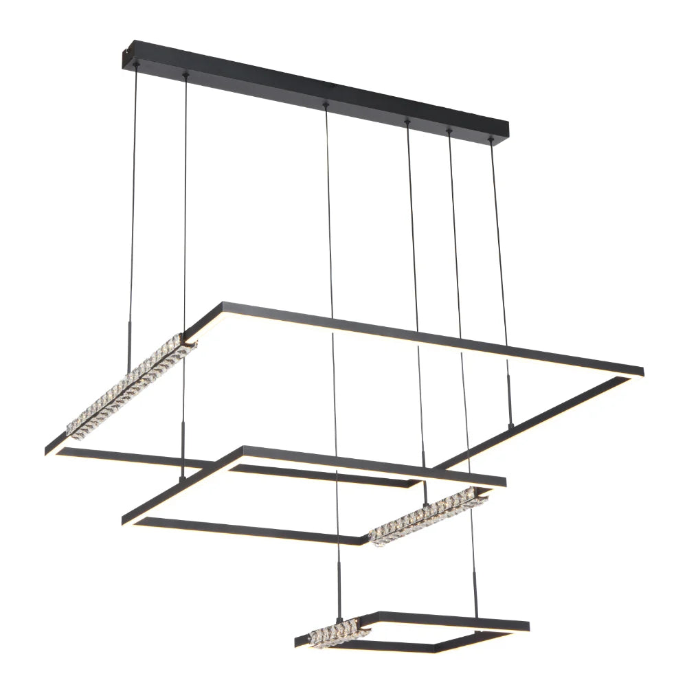 ZAFRA 3 TIER PENDANT BLACK SAND/CRYSTAL Pendant