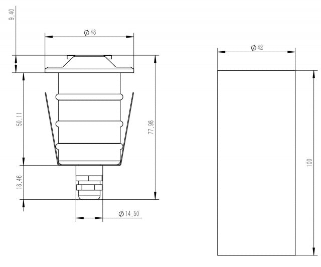 Aluminium Black Mini Inground/Recessed Light 2 way -PRL1200BK