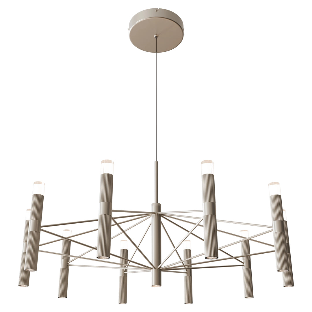 Calibo Aeris 10 Light Slimline Fluted LED Pendant Pewter Pendant