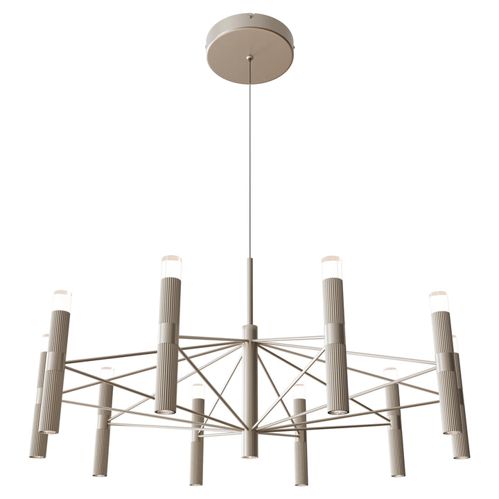 Calibo Aeris 10 Light Slimline Fluted LED Pendant Pewter Pendant