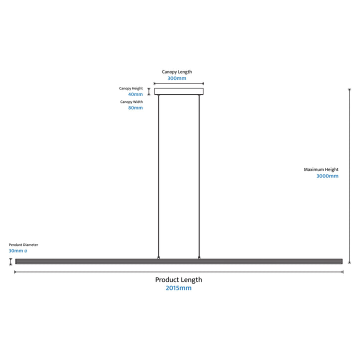 Calibo Aeris 1500/2000mm Slimline Fluted LED Linear Pendant