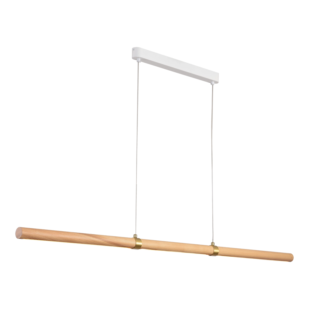 Calibo Aquila 1500mm Timber Tubular LED Linear Pendant with Brass Finish Collar Pendant
