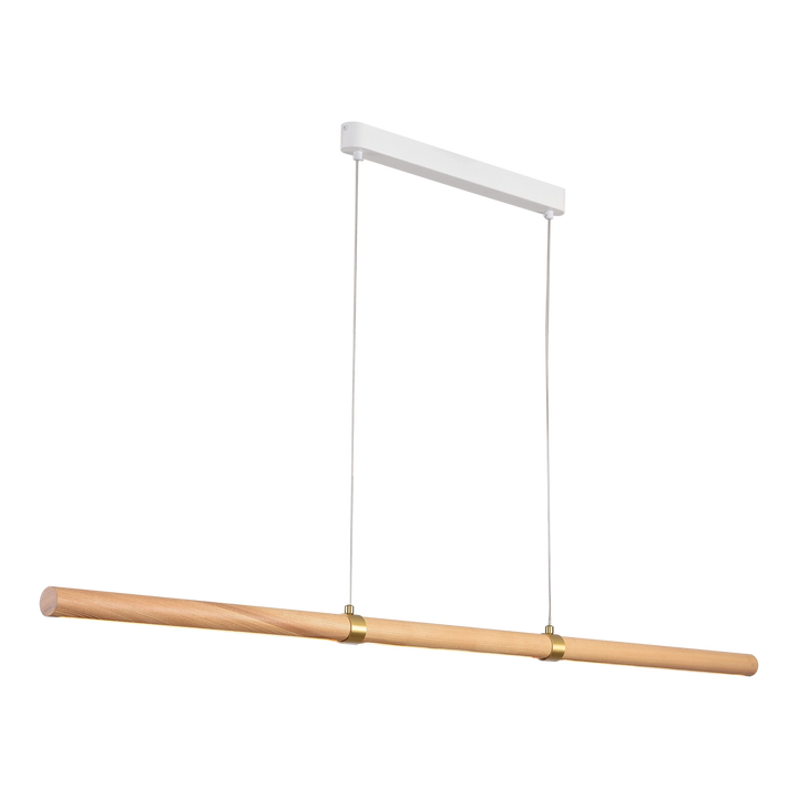Calibo Aquila 1500mm Timber Tubular LED Linear Pendant with Brass Finish Collar Pendant