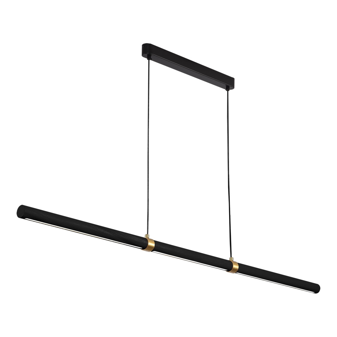 Calibo Aquila 1500mm Timber Tubular LED Linear Pendant with Brass Finish Collar Pendant