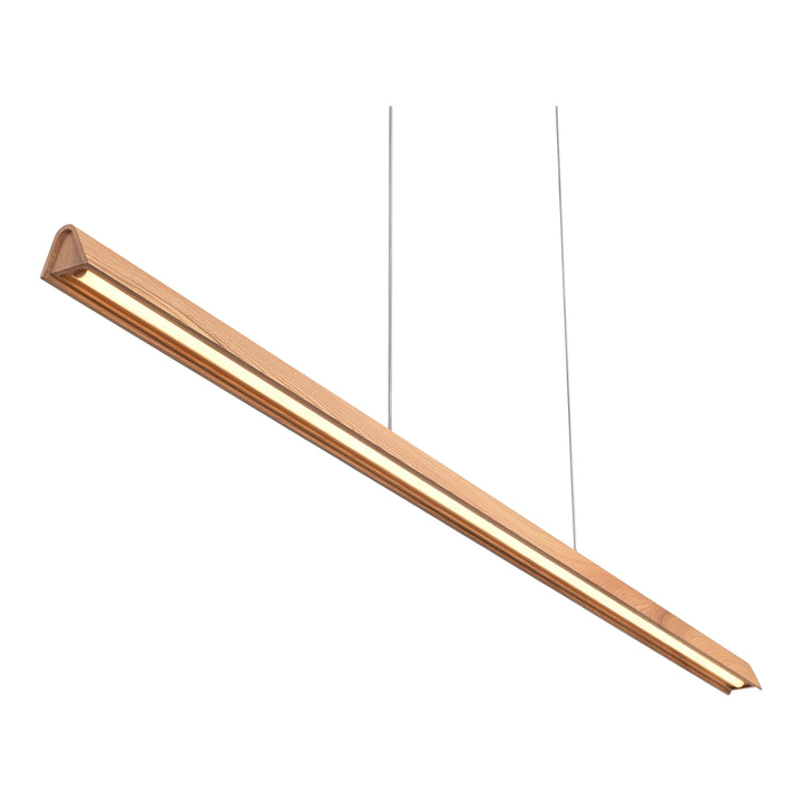 Calibo Avocent 2000mm Slim Timber Triangular Edge LED Linear Pendant Ash with White Pendant