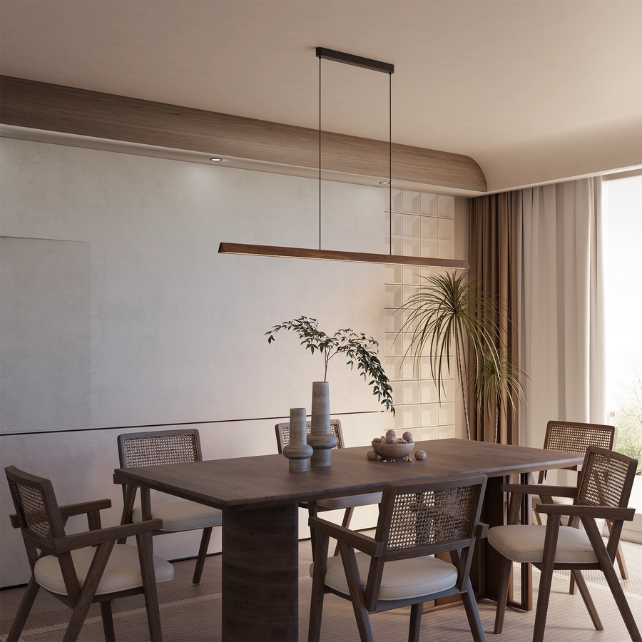 Calibo Avocent 1500mm Slim Timber Triangular Edge LED Linear Pendant Pendant