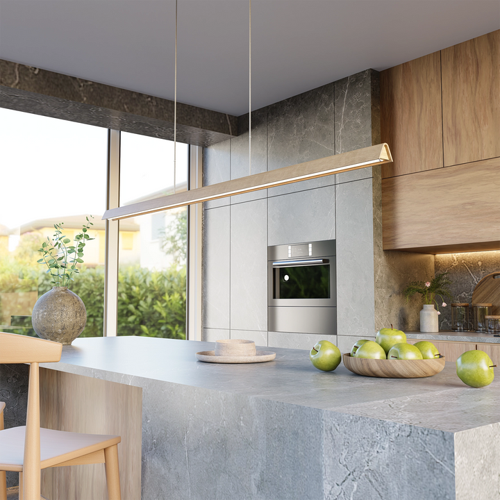 Calibo Avocent 2000mm Slim Timber Triangular Edge LED Linear Pendant Pendant