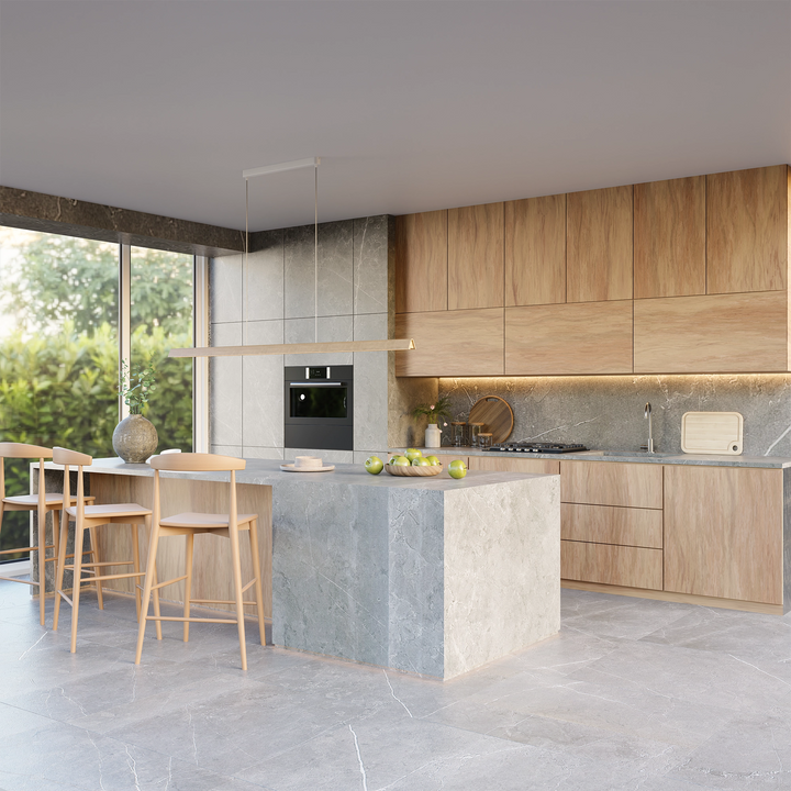 Calibo Avocent 2000mm Slim Timber Triangular Edge LED Linear Pendant Pendant