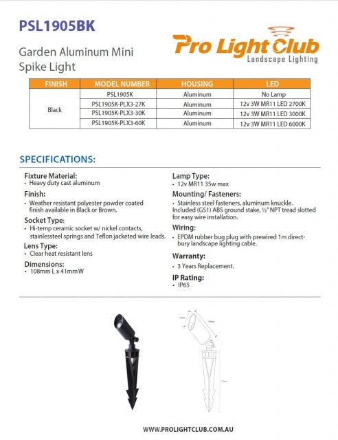 PSL1905BK Mini Spike Light