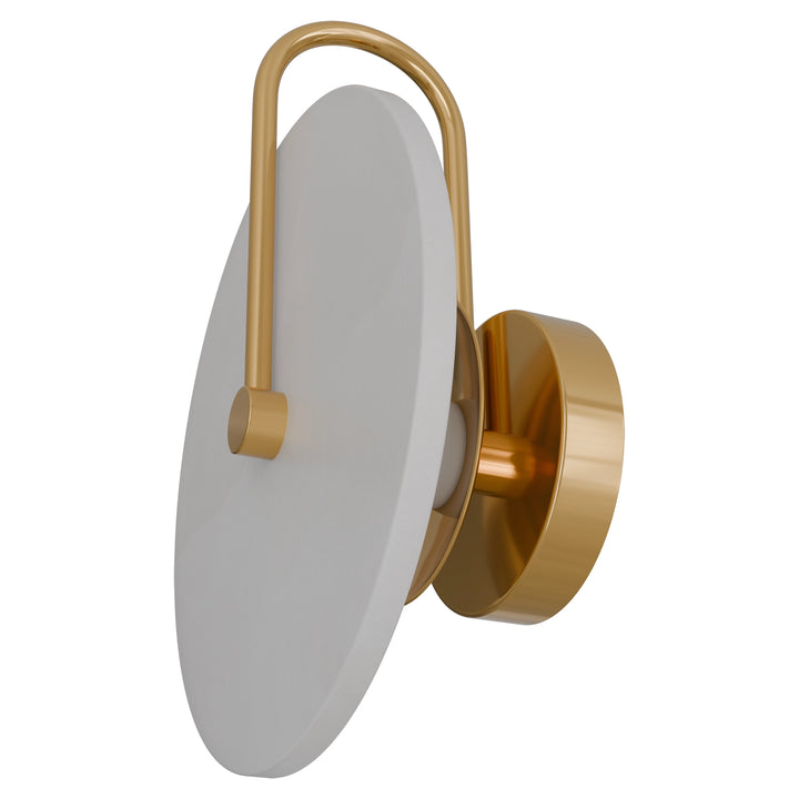 Calibo Bower Modern Alabaster Stone 200mmm250mm Round Wall Light with Curved Arm