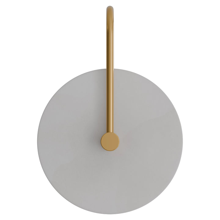 Calibo Bower Modern Alabaster Stone 200mmm250mm Round Wall Light with Curved Arm