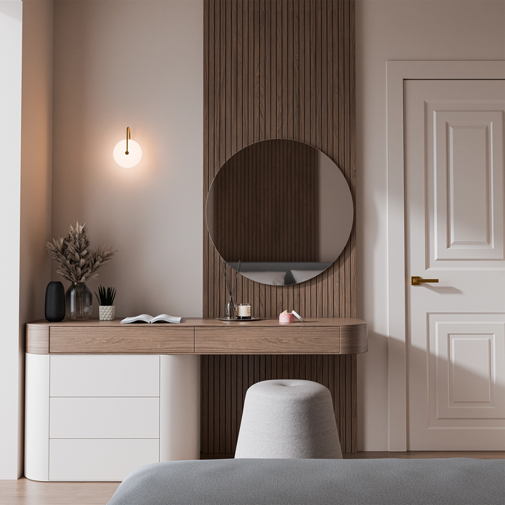 Calibo Bower Modern Alabaster Stone 200mmm250mm Round Wall Light with Curved Arm