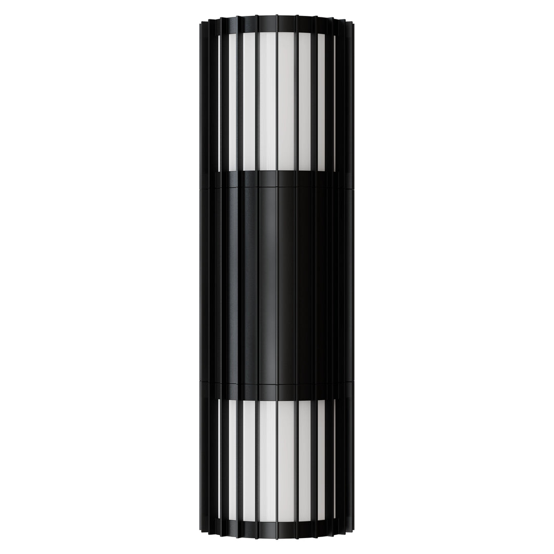 Calibo Bright Cylinder Up and Down Outdoor LED Wall Light with Linear Fin Detailing