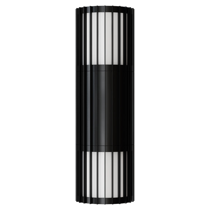 Calibo Bright Cylinder Up and Down Outdoor LED Wall Light with Linear Fin Detailing