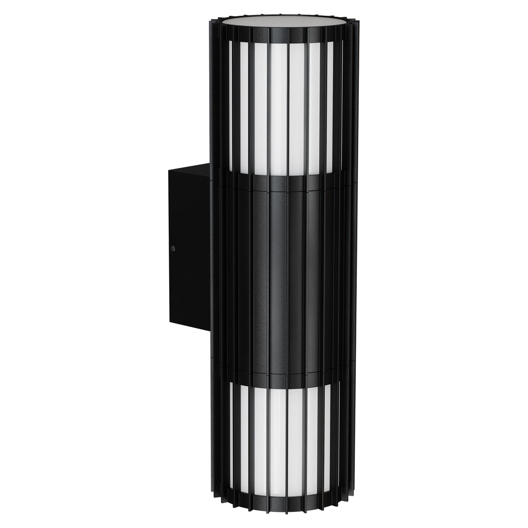 Calibo Bright Cylinder Up and Down Outdoor LED Wall Light with Linear Fin Detailing