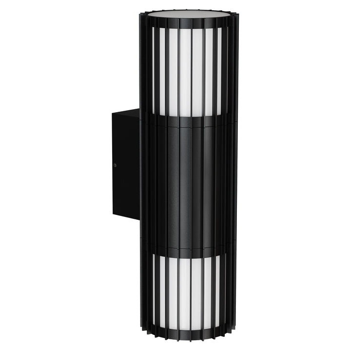Calibo Bright Cylinder Up and Down Outdoor LED Wall Light with Linear Fin Detailing