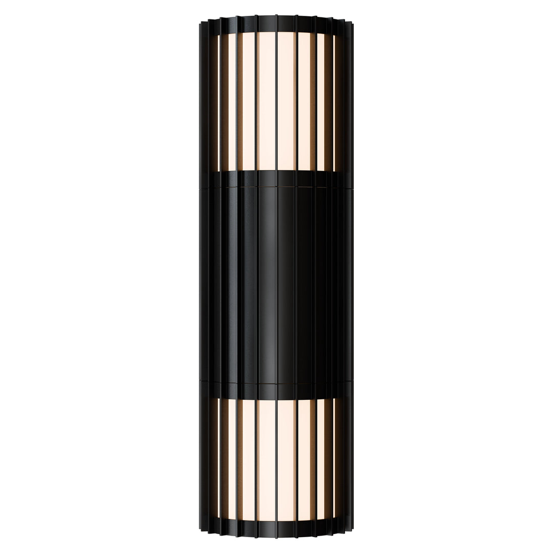 Calibo Bright Cylinder Up and Down Outdoor LED Wall Light with Linear Fin Detailing