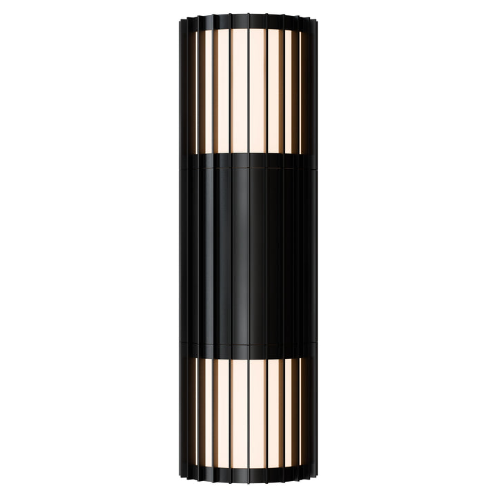 Calibo Bright Cylinder Up and Down Outdoor LED Wall Light with Linear Fin Detailing