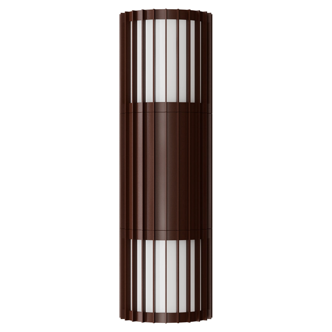 Calibo Bright Cylinder Up and Down Outdoor LED Wall Light with Linear Fin Detailing