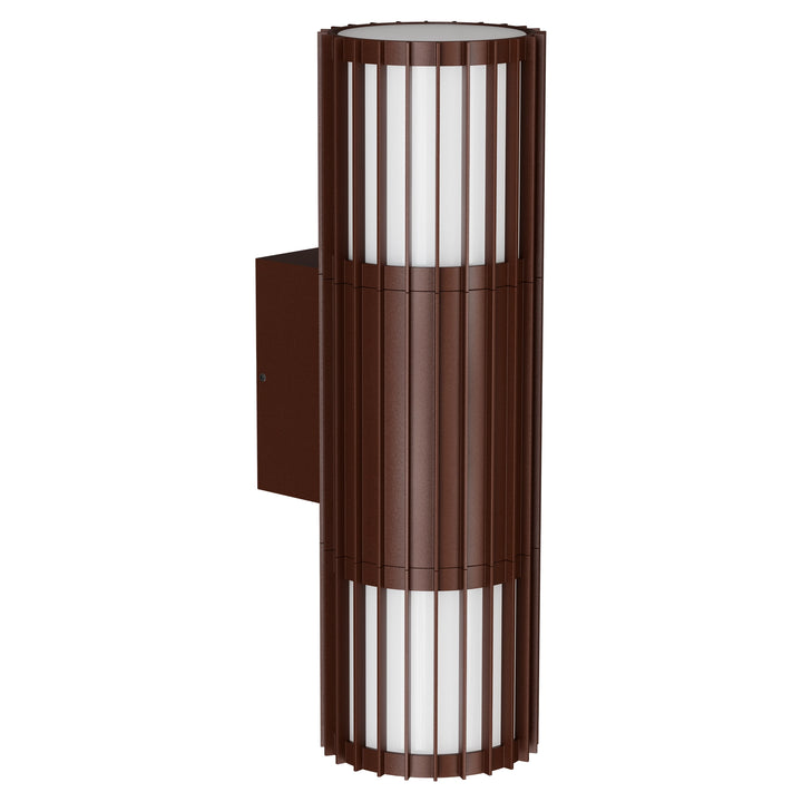 Calibo Bright Cylinder Up and Down Outdoor LED Wall Light with Linear Fin Detailing