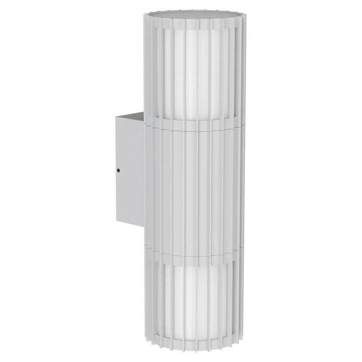 Calibo Bright Cylinder Up and Down Outdoor LED Wall Light with Linear Fin Detailing