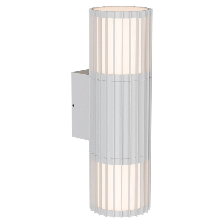 Calibo Bright Cylinder Up and Down Outdoor LED Wall Light with Linear Fin Detailing