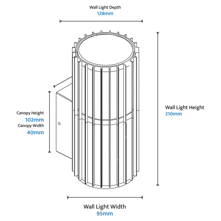Calibo Bright Cylinder  Outdoor LED Wall Light with Linear Fin Detailing
