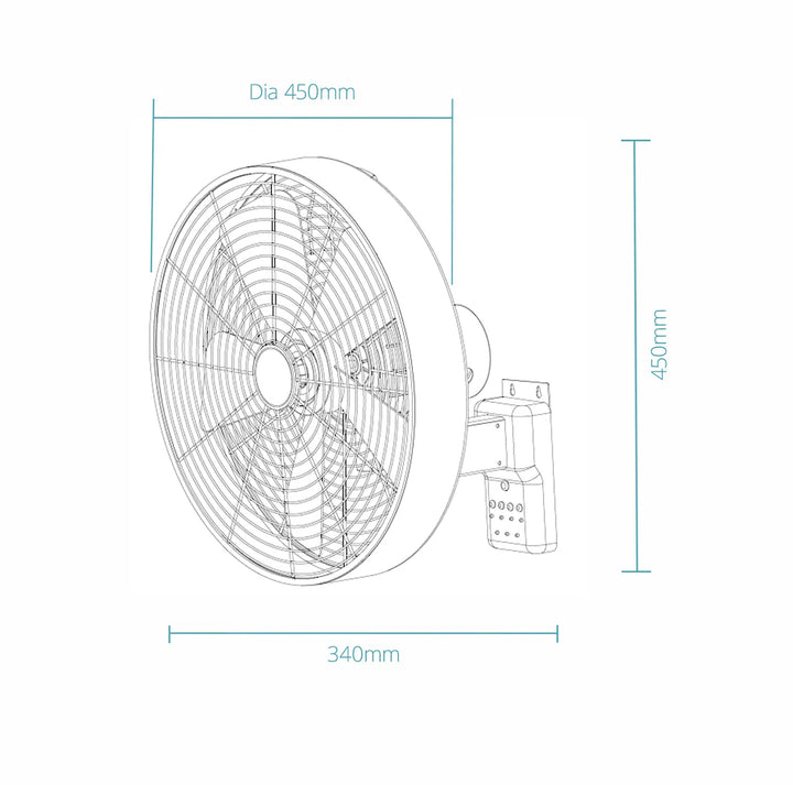 Como AC 16″ Wall Fan With Remote Control WALL FANS