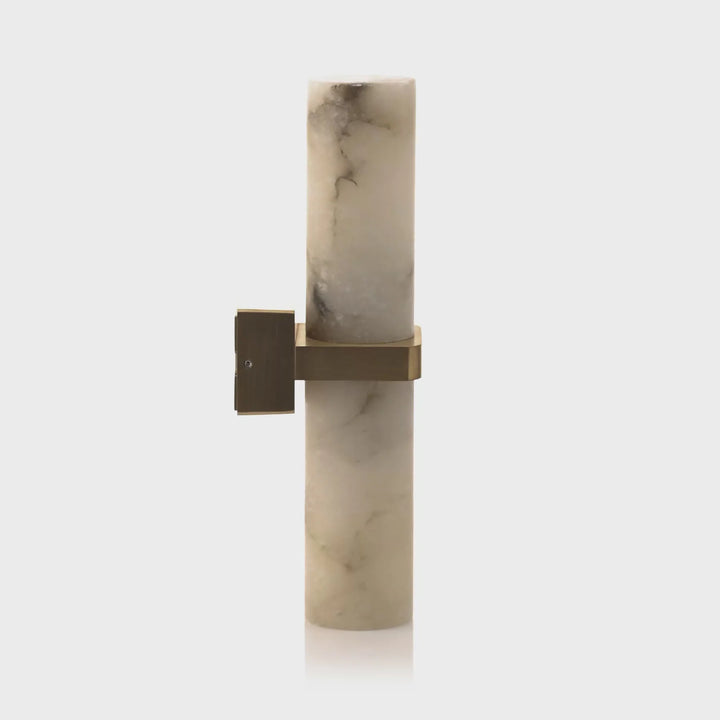 HV8079T- Albast Black/Brass Up & Down Wall Light with Alabaster Glass