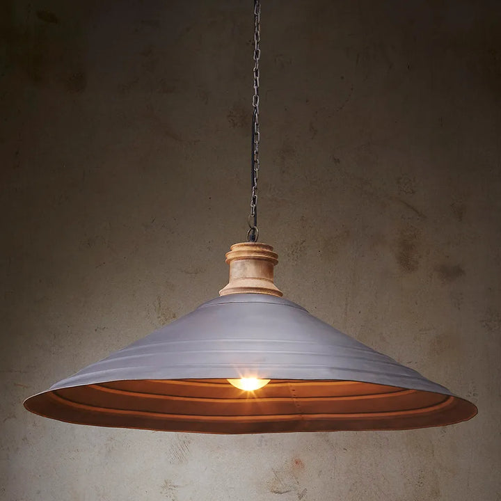 Hudson Ceiling Pendant Antique Zinc and Wood