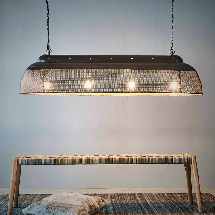 Riva Ceiling Pendant Long Matt Black and Gold
