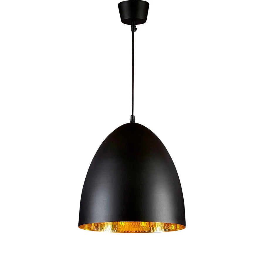 Egg Ceiling Pendant Black/White and Brass Black Brass Pendant