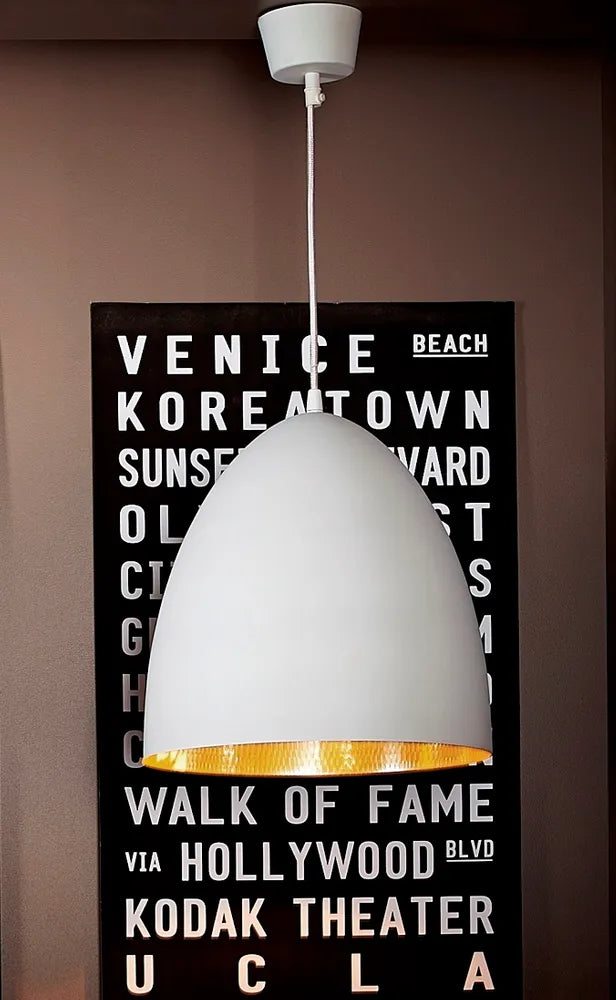 Egg Ceiling Pendant Black/White and Brass