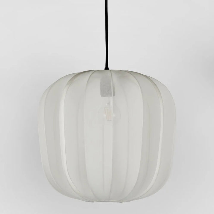 PUMPKIN CEILING PENDANT IVORY with Black Cord Drop