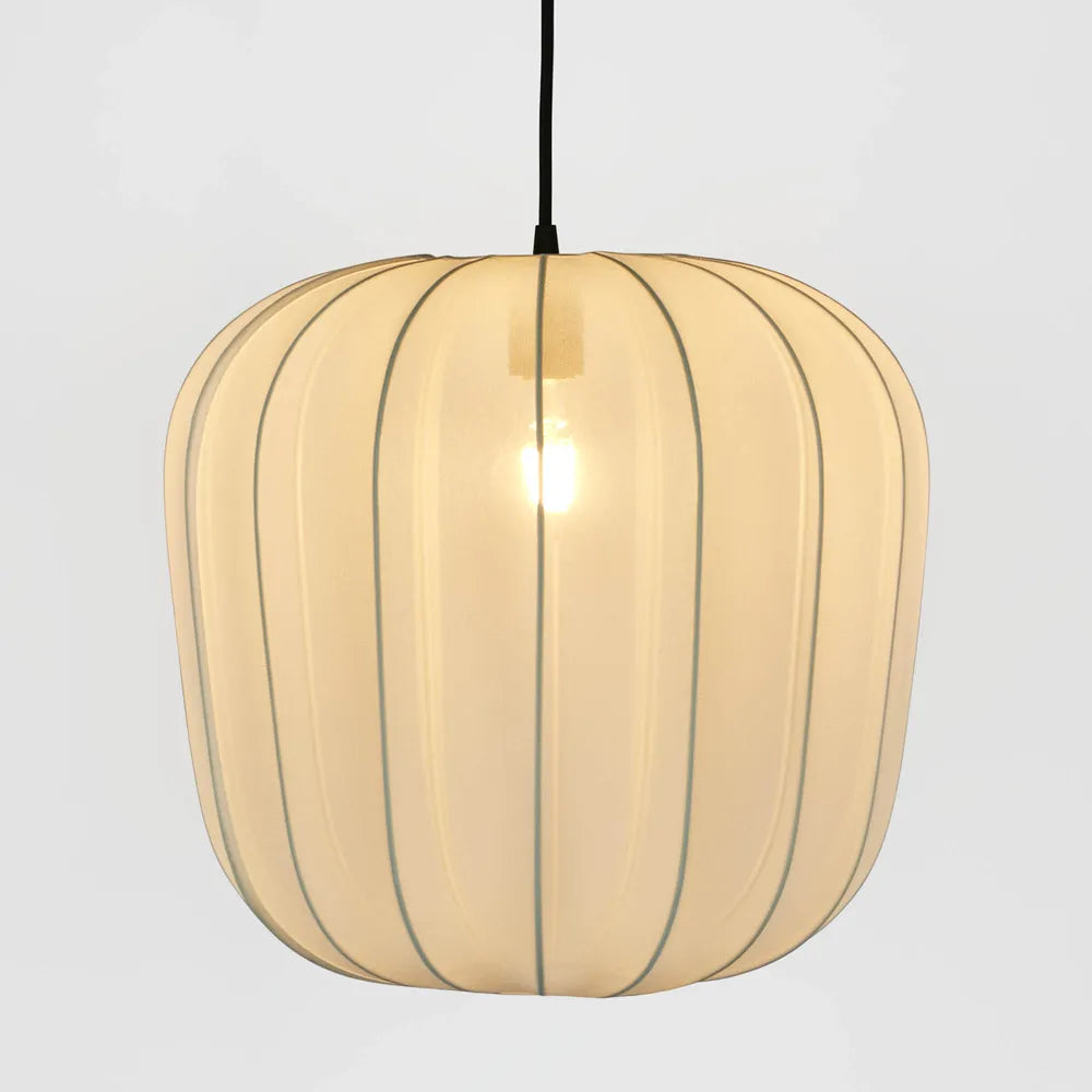 PUMPKIN CEILING PENDANT IVORY with Black Cord Drop
