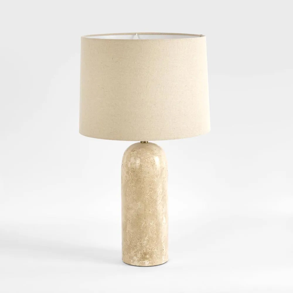Olsen Travertine Table Lamp & Linen Shade TABLE LAMP